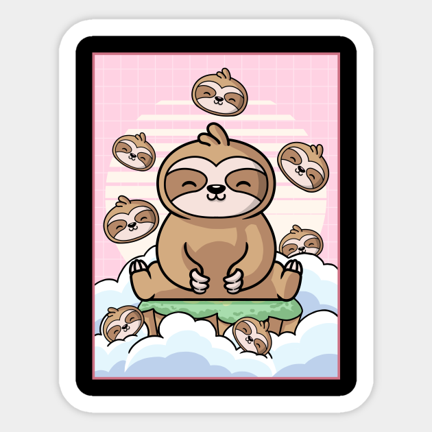 Cute Kawaii Sloth Japanese Aesthetic Gift - Kawaii Sloth - Sticker